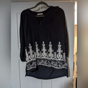Retrology Navy Blue Embroidery Long Sleeve Top Size XL